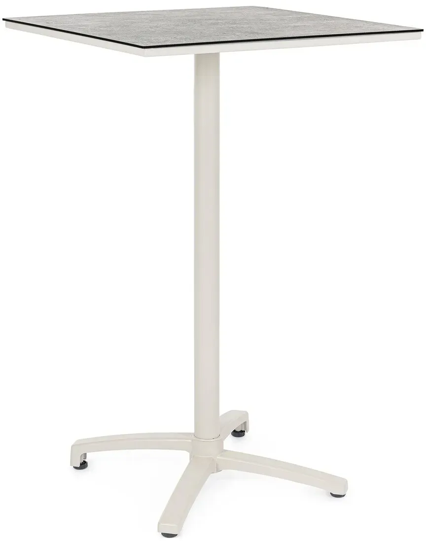 Gartenbartisch Claret Hoch - Aluminium, 70 x 70 cm, Cremeweiß