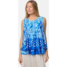 pm selected Damen Blusentop Sommerlicher Sleeveless Overlay Satin Muster Top PM34