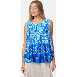 pm selected Damen Blusentop Sommerlicher Sleeveless Overlay Satin Muster Top PM34
