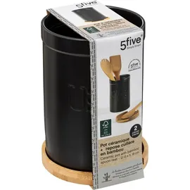 5five simply smart Utensilientopf bambusdeckel "naturéo" aus schwarzer keramik - 5 five simply smart