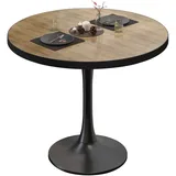 BL | Bistrotisch | Ø:H 80 x 76 cm | Schwarzer Rand | Eiche / Schwarz | Rund