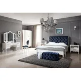 Xlmoebel Schlafzimmer-Set Elegantes Schlafzimmer-Set mit Bett und Schminktisch in Holzoptik, (5tlg Schlafzimmer Set (Bett + 2x Nachttische + Schminktisch+ Spiegel), Hergestellt in Europa weiß