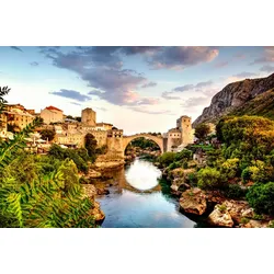 Fototapete PAPERMOON "Mostar Alte Brücke", bunt (mehrfarbig), B:4m L:2,6m, Vlies, Tapeten