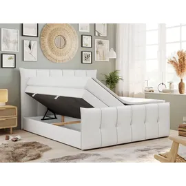 MKS Meble King Boxspringbett 200 x 200 cm H3 Weiß