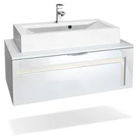 Vladon Waschbeckenunterschrank, Creme, Holzwerkstoff, 96x36x51 cm, Badezimmer, Badezimmerschränke, Waschbeckenunterschränke