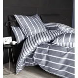 JANINE Interlock-Jersey59028 3 Gestreift Grau 155 x 220 cm + 80 x 80 cm