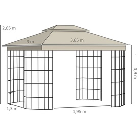 Outsunny Pavillon mit Doppeldach beige 365L x 300B x 265H cm
