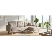 Home Affaire Ecksofa HOME AFFAIRE "TRIPLO optionale Schlafsofa mit Bettkasten, Maße B/T/H: 234/164/89 cm", beige (creme), B:234cm H:89cm T:164cm, 100% Polyester, Sofas, Ecksofa, L-Form wahlweise mit Bettfunktion - Liegefläche 132x210 cm