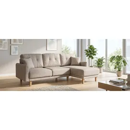 Home Affaire Ecksofa HOME AFFAIRE "TRIPLO optionale Schlafsofa mit Bettkasten, Maße B/T/H: 234/164/89 cm", beige (creme), B:234cm H:89cm T:164cm, 100% Polyester, Sofas, Ecksofa, L-Form wahlweise mit Bettfunktion - Liegefläche 132x210 cm