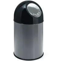 VepaBins Abfallbehälter Kunststoff mit Pushdeckel 30 Liter metallic, schwarz