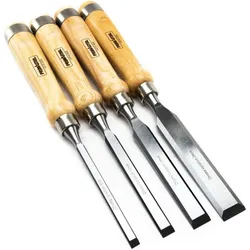 Primaster Stechbeitel-Set 4tlg. Schnitzwerkzeug mit Holzgriff