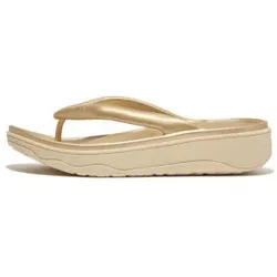 Fitflop für Damen. HT5-010 Relief metallische Erholung gold flip flops (40), 1 bis 3 cm, Keine, Lässig, Strandbekleidung