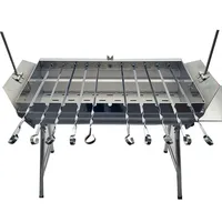 Grillpeter Mangal Set Leto Schaschlik Grill Edelstahl 2mm mit Spießdreher Motor 10 Spieße