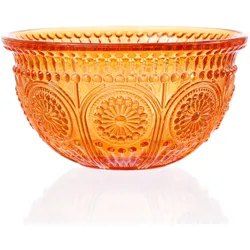 Glasschale Vintage mit Blumenmuster - Dessert/Snack Schüssel - D: 12,7cm - 210ml...