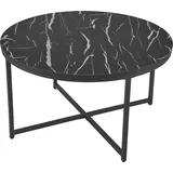 [en.casa] Couchtisch Uppvidinge 45x80cm Wohnzimmertisch rund Marmor/Schwarz