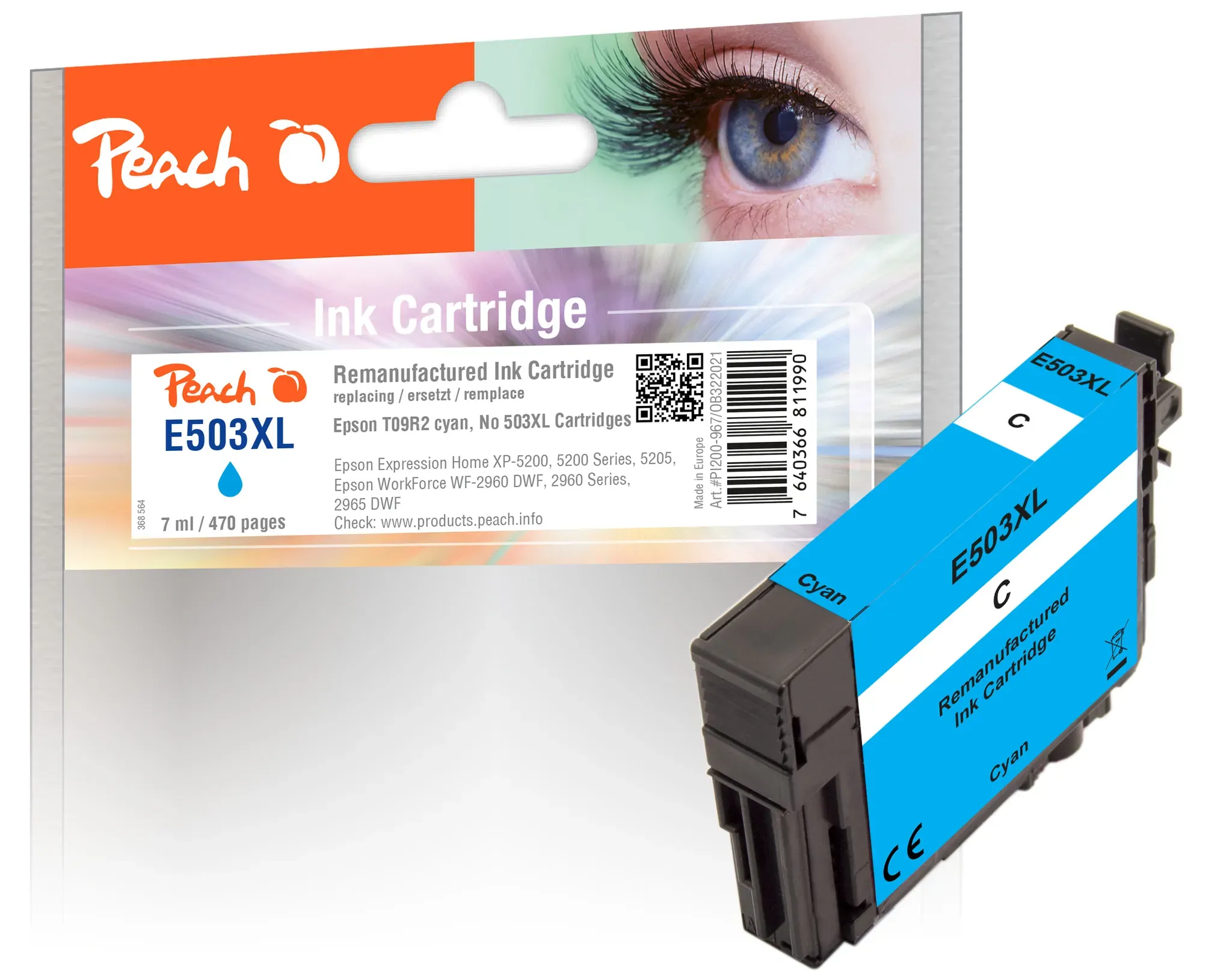 Peach Tintenpatrone XL cyan kompatibel zu Epson No. 503XL, T09R240