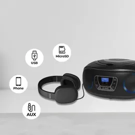 Denver TDB-212GR DAB+, Boombox mit DAB+/FM-Radio, Bluetooth-Funktion,Grey