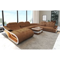 Sofa Dreams Wohnlandschaft Polster Stoff Sofa Couch Elegante A XXL Form Stoffsofa, wahlweise mit Bettfunktion braun|weiß