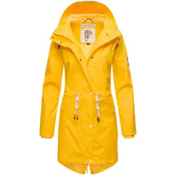 Regenjacke NAVAHOO "Tropical Stormoo", Damen, Gr. M (38), gelb, Obermaterial: 70% Polyester, 30% Polyurethan, Innenfutter: 100% Polyester, Ärmelfutter: 100% Polyester, Wattierung: 100% Polyester, modisch, gerade ca. Mitte Oberschenkel, hoch geschlossener Ausschnitt, Langarm Ärmel ohne Ärmelschlitz Rippstrickbündchen, Jacken, Wasserdichter Damen Outdoor Regenmantel