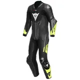 Dainese Misano 3 D-Air Airbag perforierte 1-Teiler Motorrad Lederkombi, schwarz-grau-gelb, Größe 52