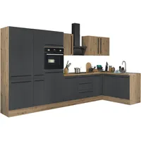 kochstation Winkelküche Florida L-Form 360 cm schwarz