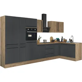 kochstation Winkelküche Florida L-Form 360 cm schwarz