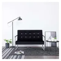 vidaXL 2-Sitzer-Sofa mit Armlehnen Dunkelgrau Chrom und Samt
