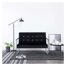 vidaXL 2-Sitzer-Sofa mit Armlehnen Dunkelgrau Chrom und Samt