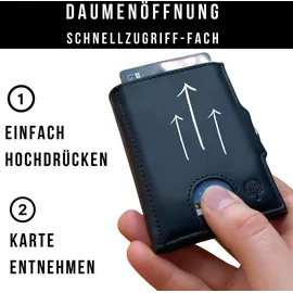 Frentree Slim Wallet mit RFID-Schutz - Geldbörse aus echtem Leder - Mini Geldbeutel mit Münzfach - Echtleder Portemonnaie Karten Kartenetui Klein, Schwarz