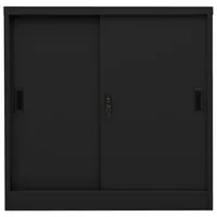 VidaXL Büroschrank mit Schiebetür Schwarz 90x40x90 cm Stahl