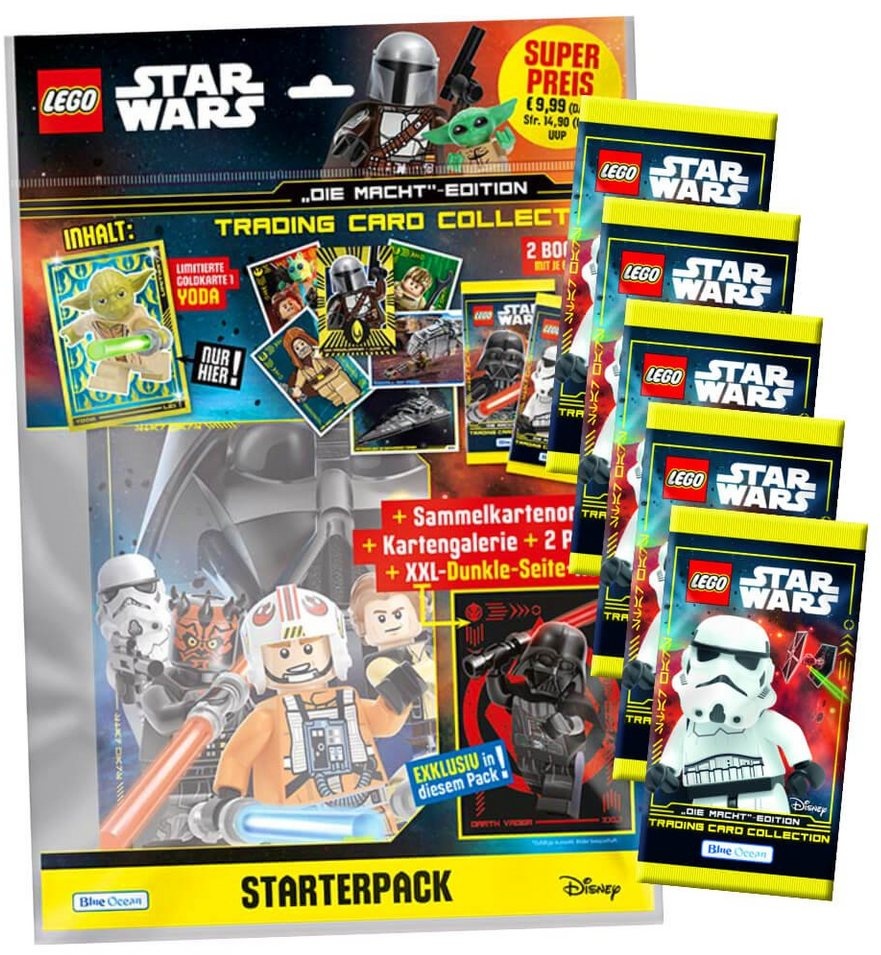 Blue Ocean Sammelkarte Lego Star Wars Karten Trading Cards Serie 4 - Die Macht Sammelkarten, Lego Star Wars Serie 4 - 1 Starter + 5 Booster Karten