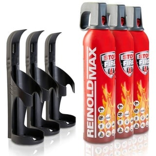 Xenotec Feuerlöschspray XENOTEC Premium Feuerlöschspray– REINOLDMAX– inkl. Wandhalterung, Dauerdruck, Löschschaum AFFF 1 %, (3-St) Auto, Wohnung, Wohnmobil, Garten, Grill