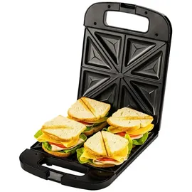 Adler AD 3055 Sandwich Maker 2000W – 4 Sandwiches, Antihaftbeschichtete Platten, Thermostat, Kontrollleuchten, Heizplatten Sandwich-Toaster