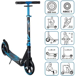 muuwmi Aluminium Scooter Plus 205 mm blau-schwarz EINHEITSGRÖSSE