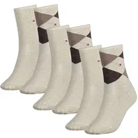 Tommy Hilfiger Damen Socken, Check Sock, Strümpfe, Rauten, 6er Pack (Beige, 39-42 (6 Paar)) - 39-42