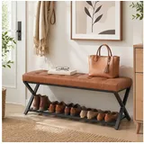 Homcom Schuhbank 112 x 47 x 37 cm gepolstert / Braun