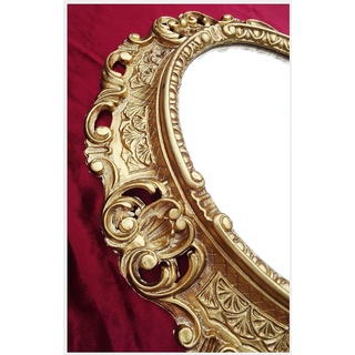 Lnxp Zeitloser OVALER Barock WANDSPIEGEL Oval Spiegel in Gold 45x38 cm REPRO ANTIK BAROCK Rokoko Vintage REPLIKATE NOSTALGISCH Renaissance BAROCKSTIL 46SP