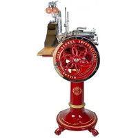 Berkel Aufschnittmaschine – Volano L16 rot – Wunderschöne Schwungradmaschine mit Standfuß + 100% handgefertigtem Schneidebrett Unikat