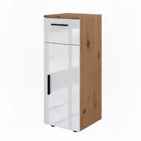 Vicco Irma Halbhochschrank 30 x 81 cm Weiß Hochglanz/Eiche Holz