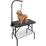 Kalolary 32inch Hund Trimmtisch Schertisch Hundepflegetisch, Hundepflegetisch klappbar, Tierpflegetisch mit Unterkorb und Schlingen, Stabil Höhenverstellbar klappbar Hunde Trimmtisch(Schwarz)