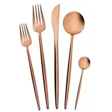 KARACA Jupiter Matte Rosegold Besteck Set, 30 Teile: Hochwertiges Edelstahl-Besteck, Modernes Design, Perfekt für den täglichen Gebrauch und besondere Anlässe