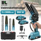 21V Mini Kettensäge mit 2x Akku 2.0Ah 6+8 Zoll Akku Kettensäge Handkettensäge Akku für Gartenscheren Astschere