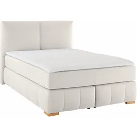 Home Affaire Boxspringbett HOME AFFAIRE "Wehma", beige (natur), B:150cm L:213cm, Struktur fein (100% Polyester), Komplettbetten, Boxspringbett, inkl. Topper in 3 verschiedenen Matratzen, auch in Samtstoff