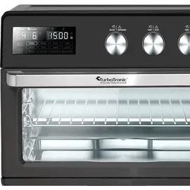 TURBO TRONIC TurboTronic digitaler Heißluftofen - XXL 32 Liter mit Drehspieß für Hähnchen 5 in1 Mini Backofen, Dörrer & Power Heißluftfritteuse Airfryer ab 25°C