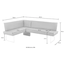 K+W Komfort & Wohnen Eckbank 86x60 cm Leder Longlife BRONCO langer Schenkel rechts oder links
