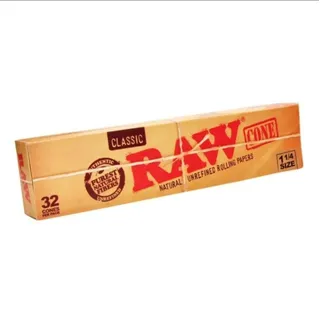 Raw Classic Cone 1-1/4 Size Unrefined Rolling Papers 32 Ct by Raw