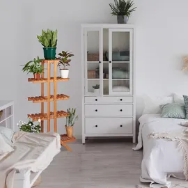 Relaxdays Blumentreppe 142,5 x 83 x 28,5 cm Dunkelbraun