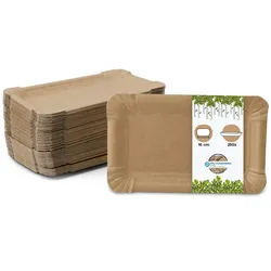 BIOZOYG 250 Stück Einwegteller 10 x 16 cm Pappteller, biologisch abbaubar, braun, rechteckig, recyclingfähig, robust Bioteller, Einweggeschirr