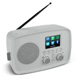 MEDION Internetradio mit DAB+ Life IRE-1 (WLAN, DAB Plus UKW Radio, Bluetooth, EQ, Tropfwasserschutz, Teleskopantenne, Spotify Connect, Wecker, Schlummerfunktion, Einstellbarer Display-Dimmer) grau