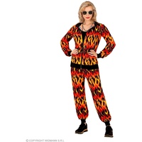 Widmann - Kostüm Trainingsanzug in Flammen, Feueranzug, Hölle, 80er Jahre Outfit, Jogginganzug, Bad Taste Outfit, Halloween
